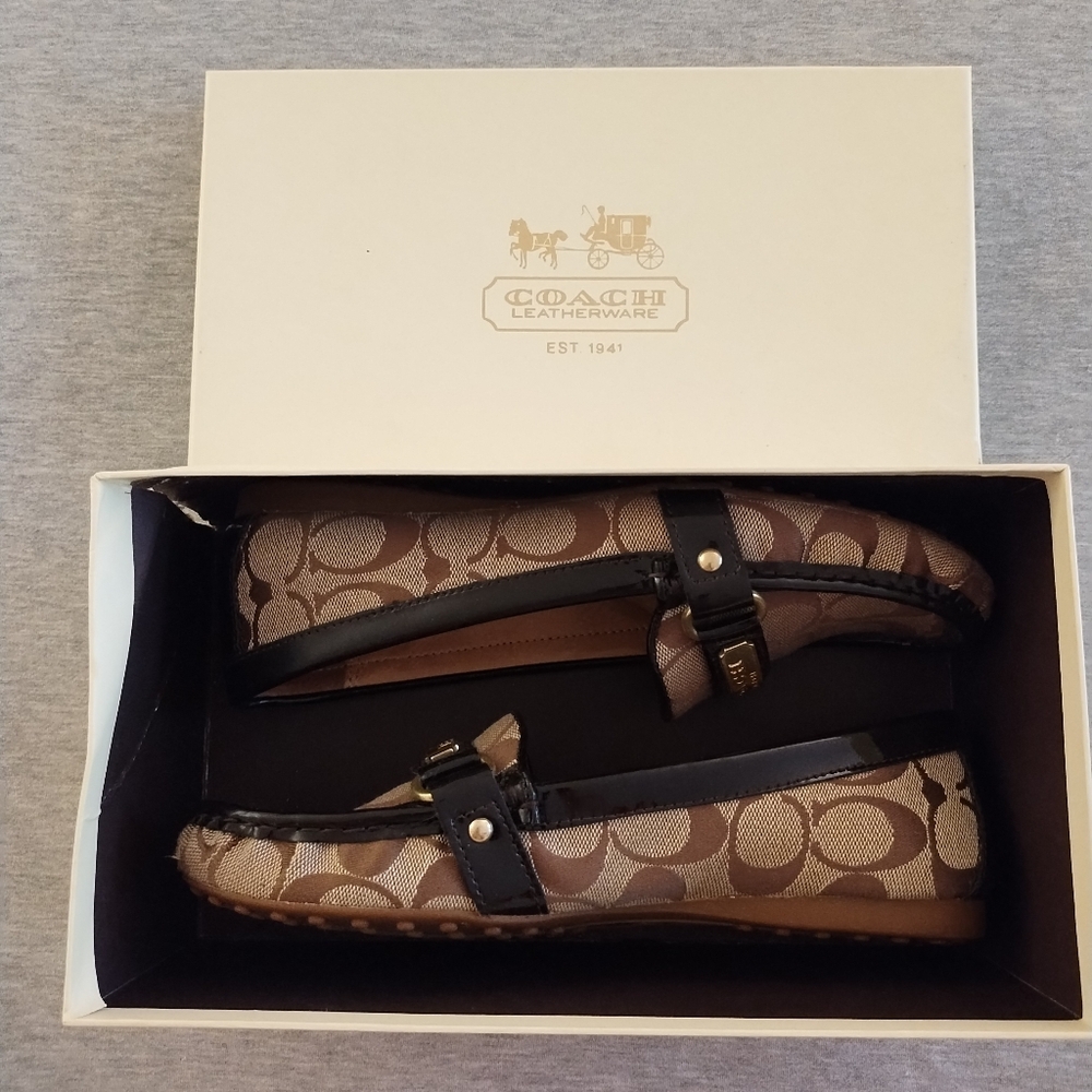 Women's Coach Felisha Signature C Khaki Monogram Loafers Size 8 M - Picture 6 of 14